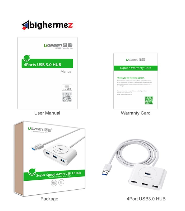 20283 ugreen 33 هاب چهار پورت USB3.0 یوگرین مدل UG-20283 طول 1 متر - تصویر 2